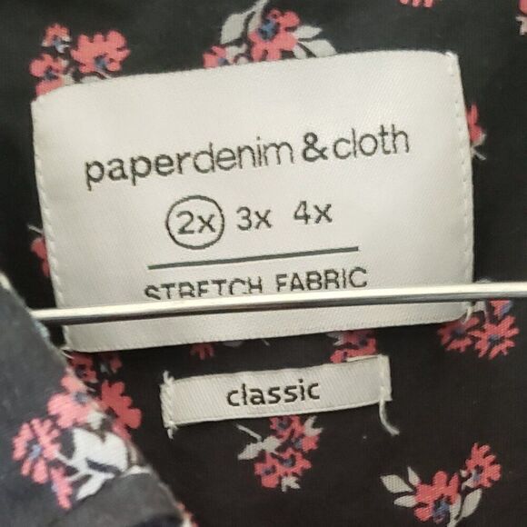 Paper Denim & Cloth Stretch Fabric Classic Men's Black Floral Button Down Shirt - Picture 4 of 4